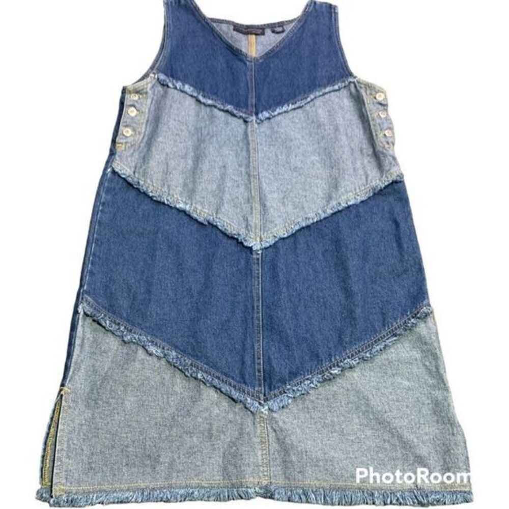 Kyoto kasuals jean dress  fringe‎ two tone denim dress. Summer beach